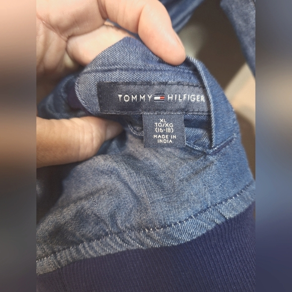 Tommy Hilfiger Girls XL reversible chambray denim navy floral bomber jacket - Picture 7 of 12